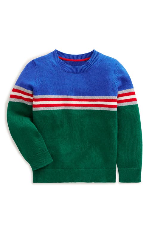 Mini Boden Kids' Stripe Colorblock Sweater in Ivy Green 