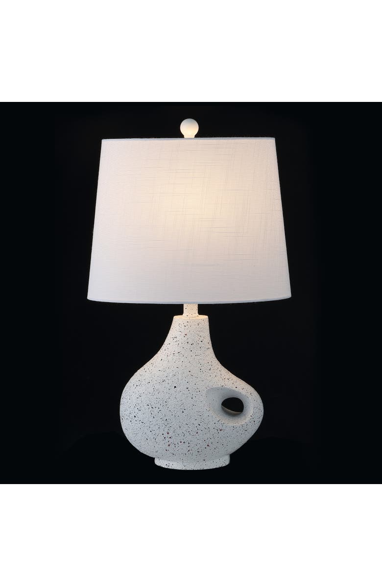 JONATHAN Y Charlotte 24" Minimalist Designer Iron/Resin Oval Shade LED Table Lamp, White Terrazzo, Alternate, color, White Terrazzo