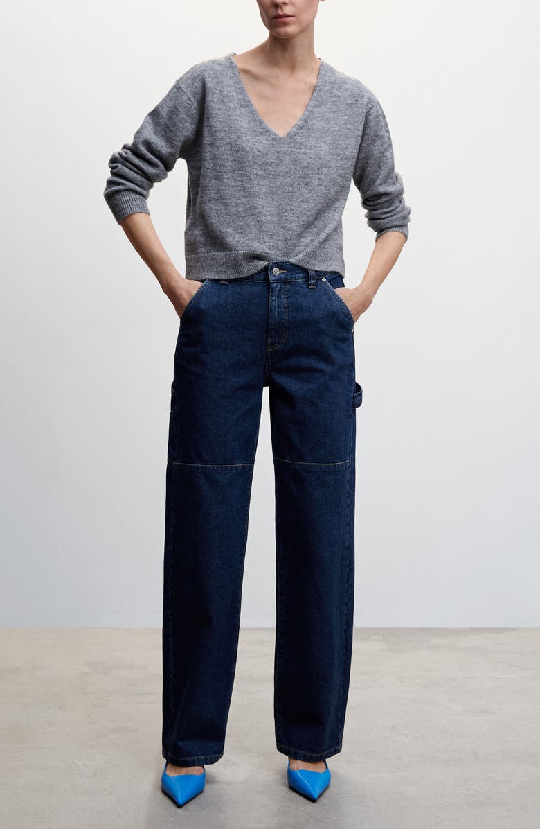 MANGO Wide Leg Cargo Jeans, Alternate, color,
