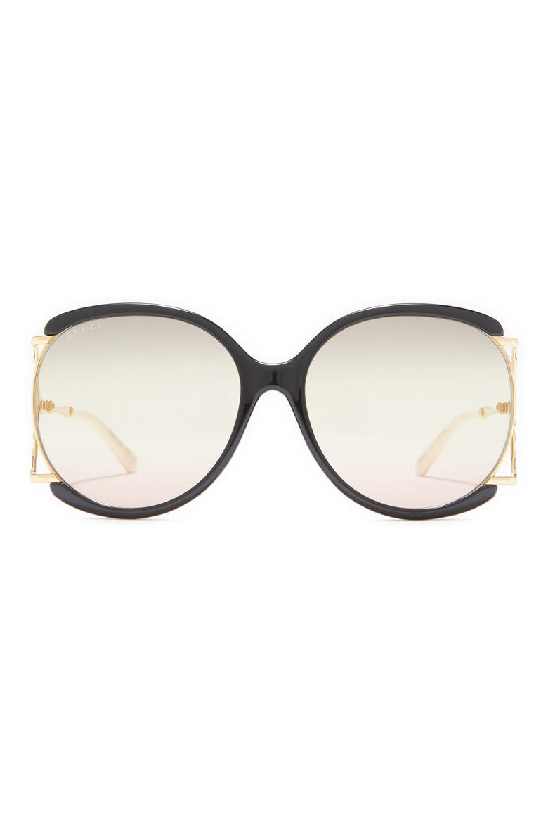 60mm Oval Sunglasses, Main, color, BLACK GOLD GREY/ GRY
