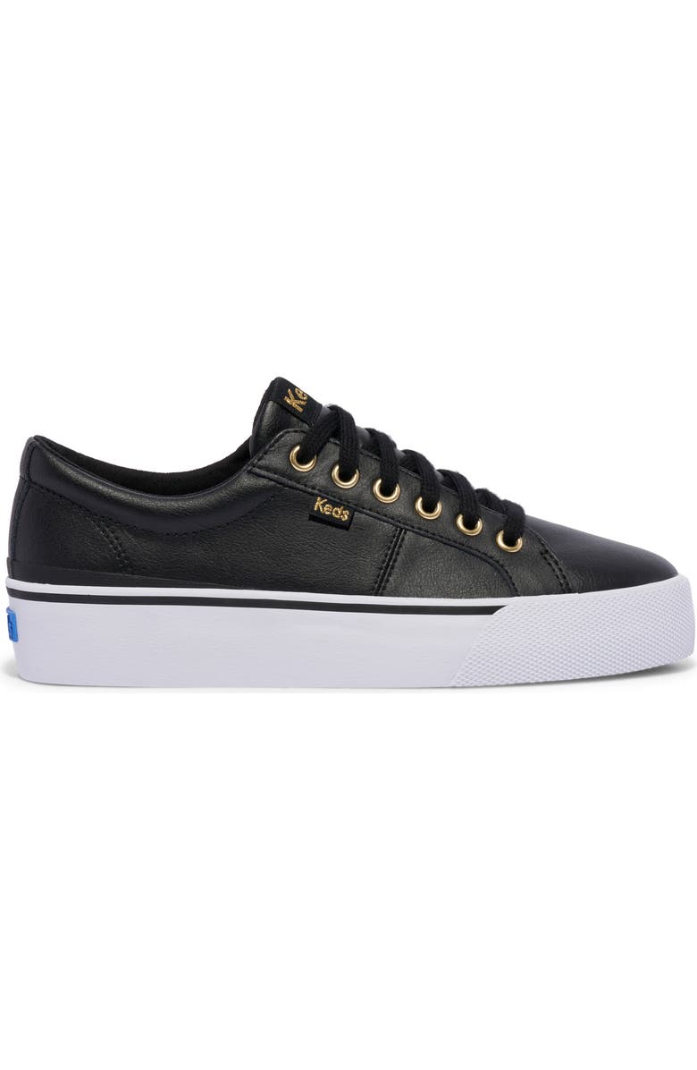 Keds<sup>®</sup> Jump Kick Duo Leather Lace-Up Sneaker, Alternate, color, Black