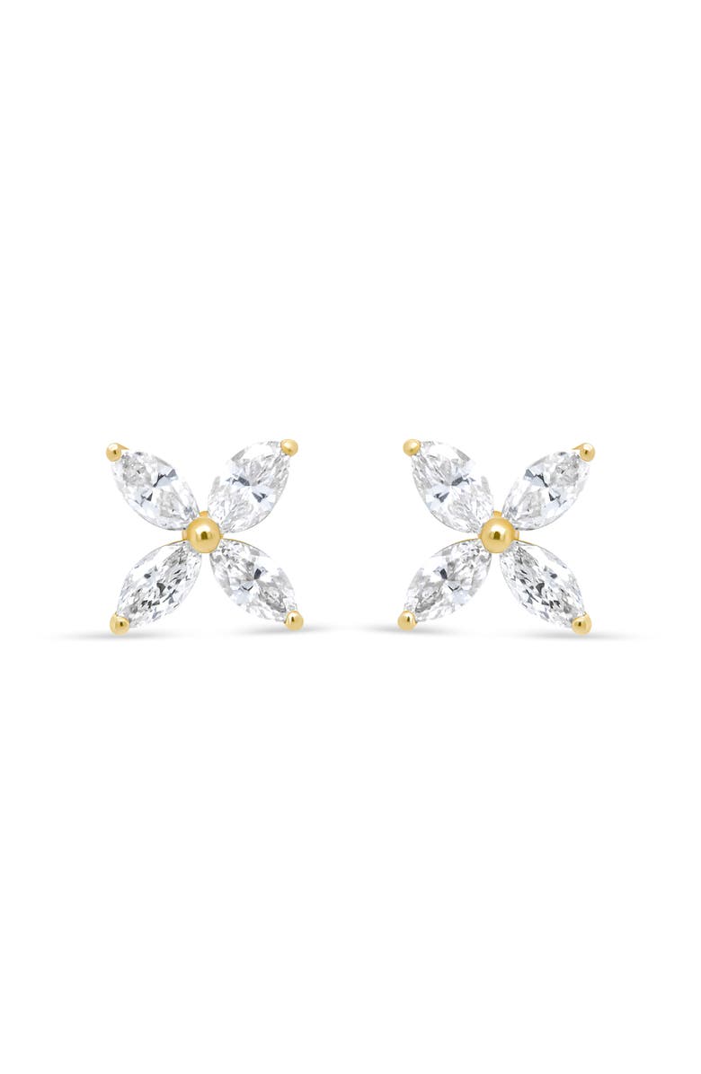 Haus of Brilliance 14K Yellow Gold 3/4 Ct Marquise Diamond 8 Stone Floral Leaf Stud Earrings, Main, color, Yellow