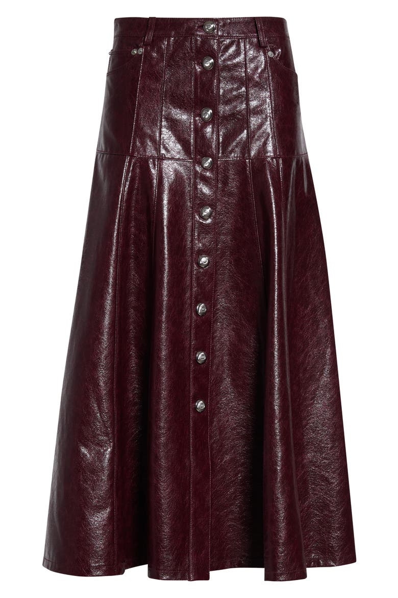 Faux Leather Midi Skirt, Alternate, color, BLACK CHERRY