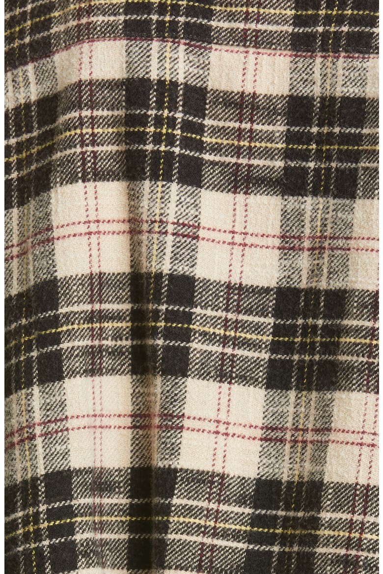 Oversize Plaid Gathered Hem Work Shirt, Alternate, color, BEIGE/ BLACK PLAID