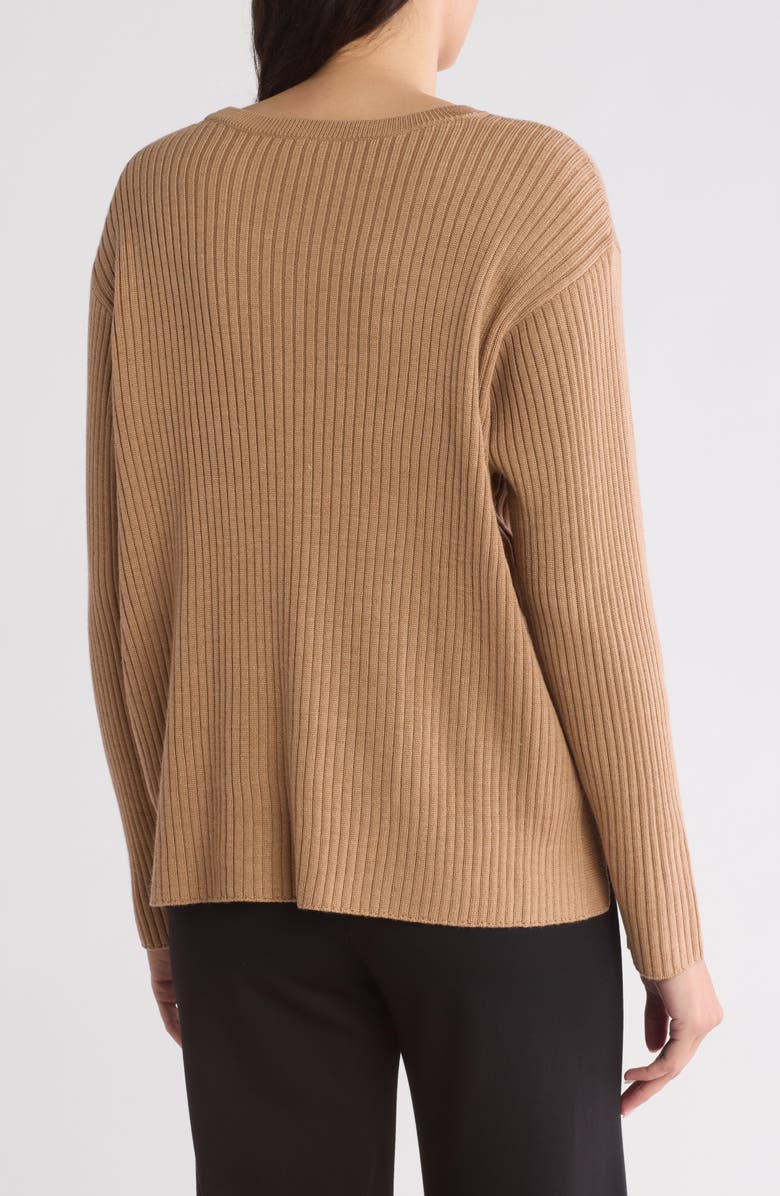 Eileen Fisher Wool Crewneck Sweater, Alternate, color, Honey