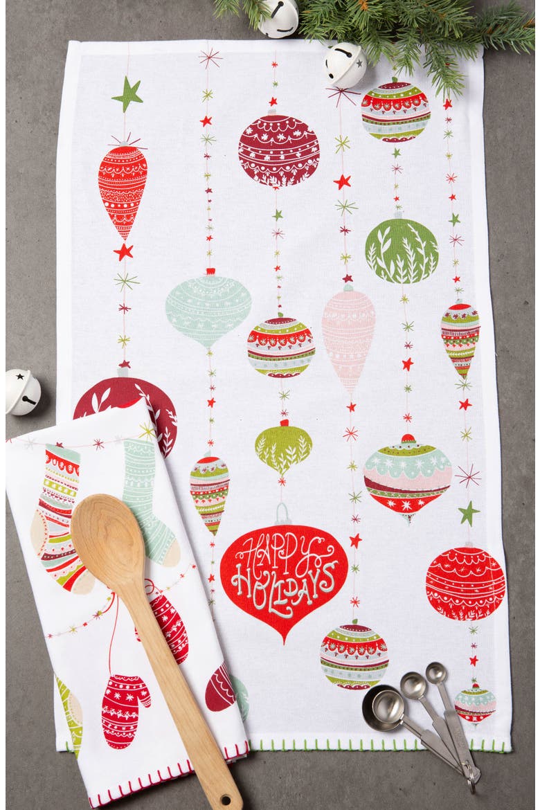 Asst Xmas Trimmings Printed Dishtowel Set/2, Alternate, color, Trimmings
