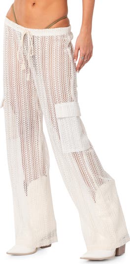 Ines Sheer Lace Cover-Up Cargo Pants
