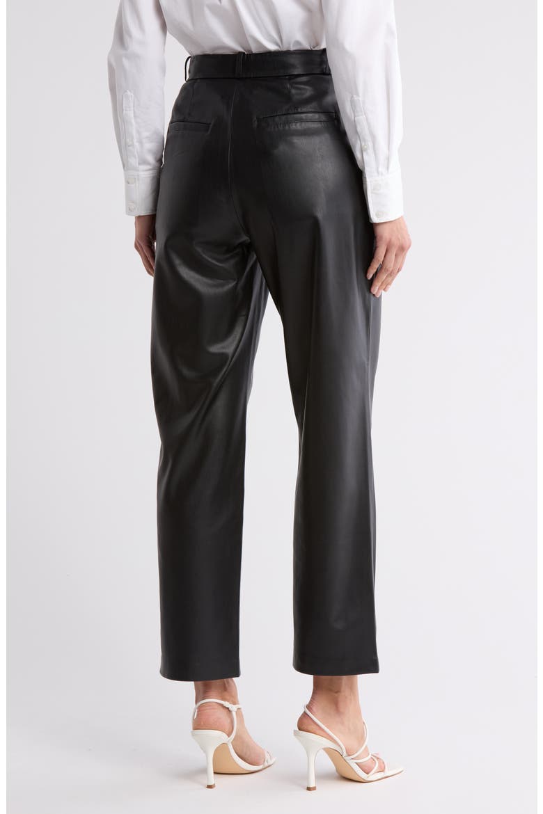 Kate Pleated Front Faux Leather Pants, Alternate, color, TRUE BLACK