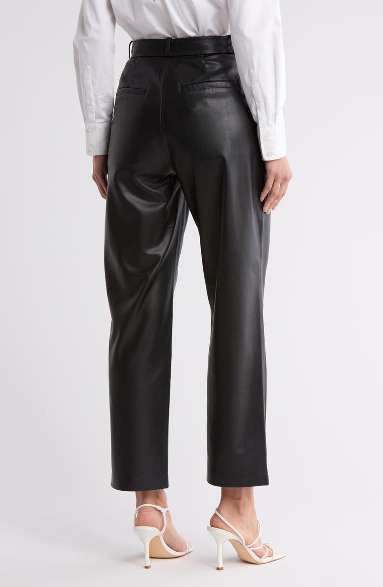 AG Kate Pleated Front Faux Leather Pants, Alternate, color, True Black