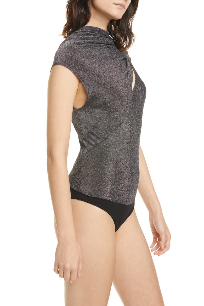 Kinny Metallic Bodysuit, Alternate, color, ALUMINUM