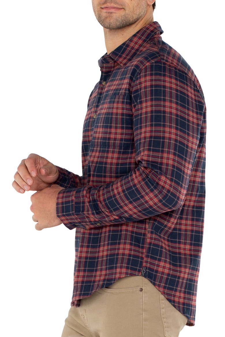 Plaid Button-Up Shirt, Alternate, color, NAVY RED MULTI