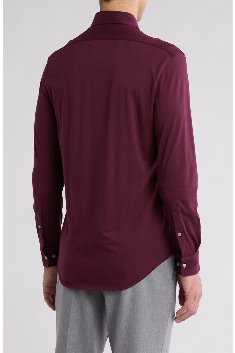 Slim Fit Stretch Cotton Knit Dress Shirt, Alternate, color, WINE