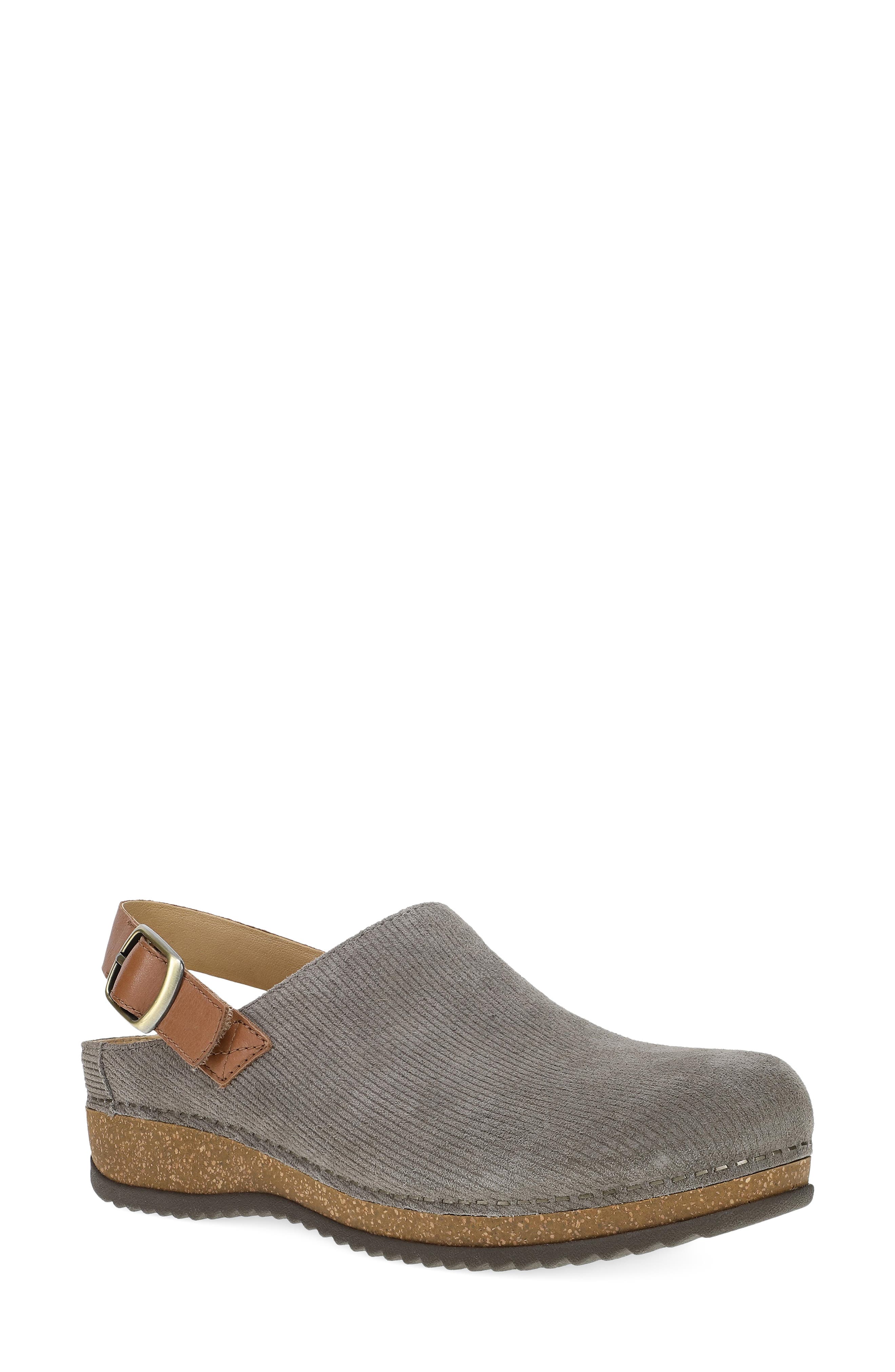 Merrin Slingback Clog, Main, color, STONE EMBOSSED SUEDE