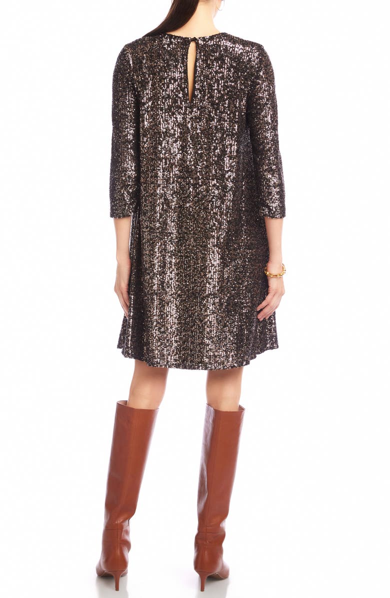 Karen Kane Sequin Swing Dress, Alternate, color, Brown
