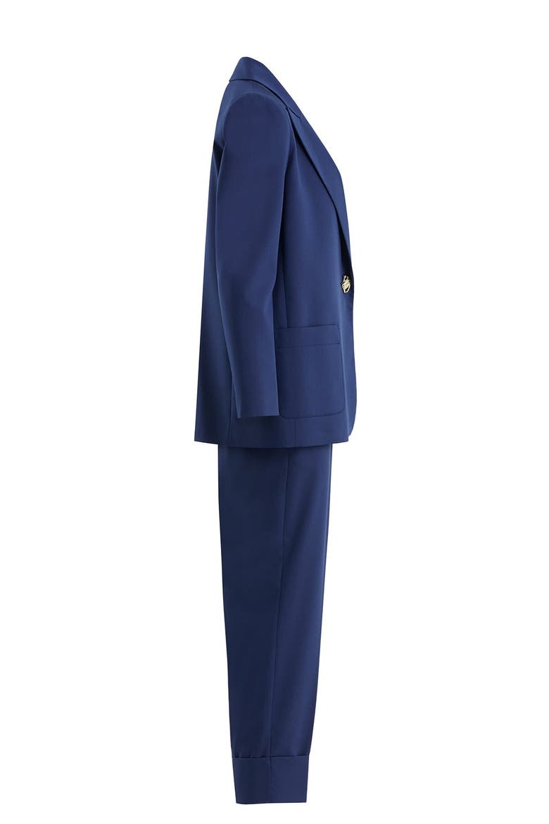 Dark Navy Single-Button Blazer Suit, Alternate, color, Blue