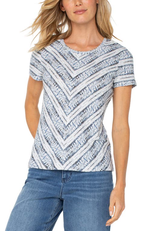 Liverpool Los Angeles Liverpool Plus Size Ikat-print Mitered Knit Short-sleeve Top In Indigo Stripe