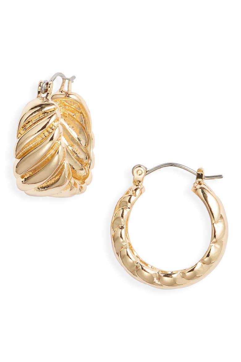Fluted Tapered Hoop Earrings, Main, color, GOLD