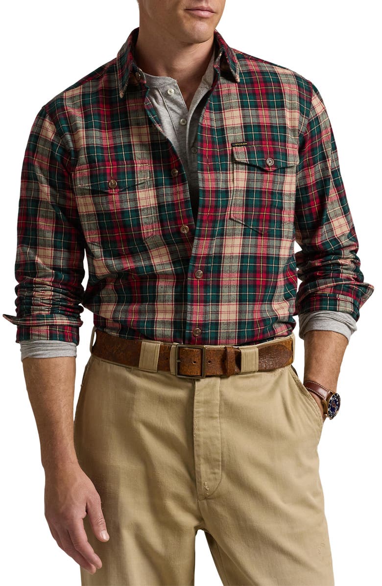 Polo Ralph Lauren Plaid Classic Fit Brushed Oxford Button-Down Shirt, Main, color, 