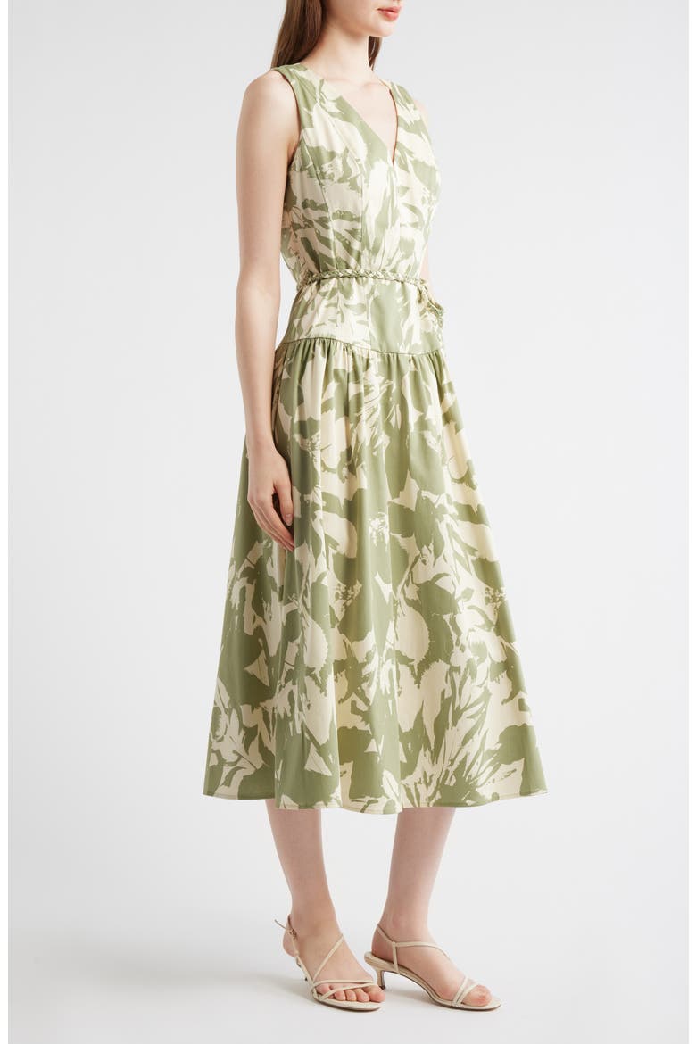 Patio Abstract Print Midi Dress, Alternate, color, COOL SAGE MULTI