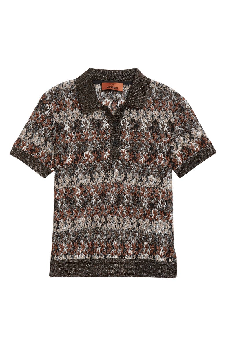 Missoni Knit Metallic Lace Polo, Alternate, color, Light Brown Tones And Orange
