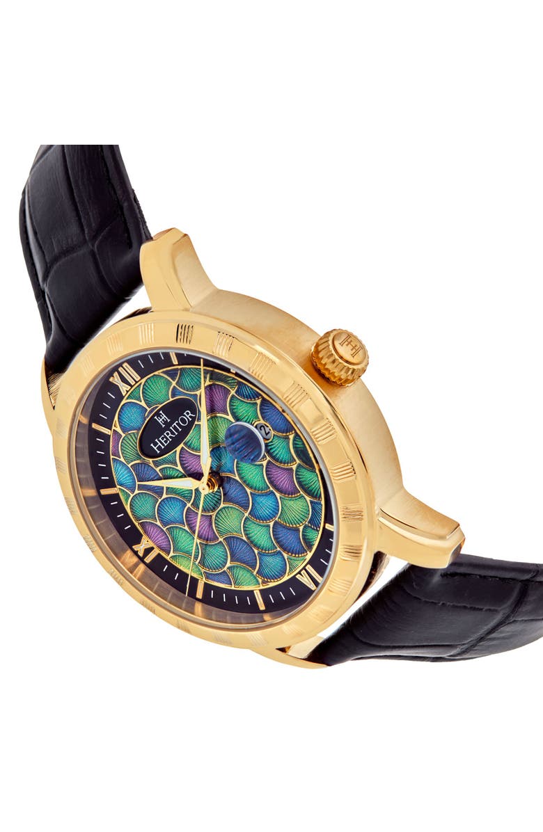 Heritor Automatic Protégé Leather-Band Watch w/Date, Alternate, color, 