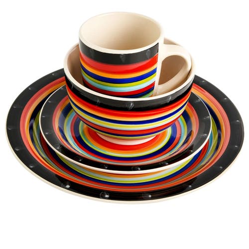 Gibson Home Casa Stellar 16 Piece Round Stoneware Dinnerware Set In Multi