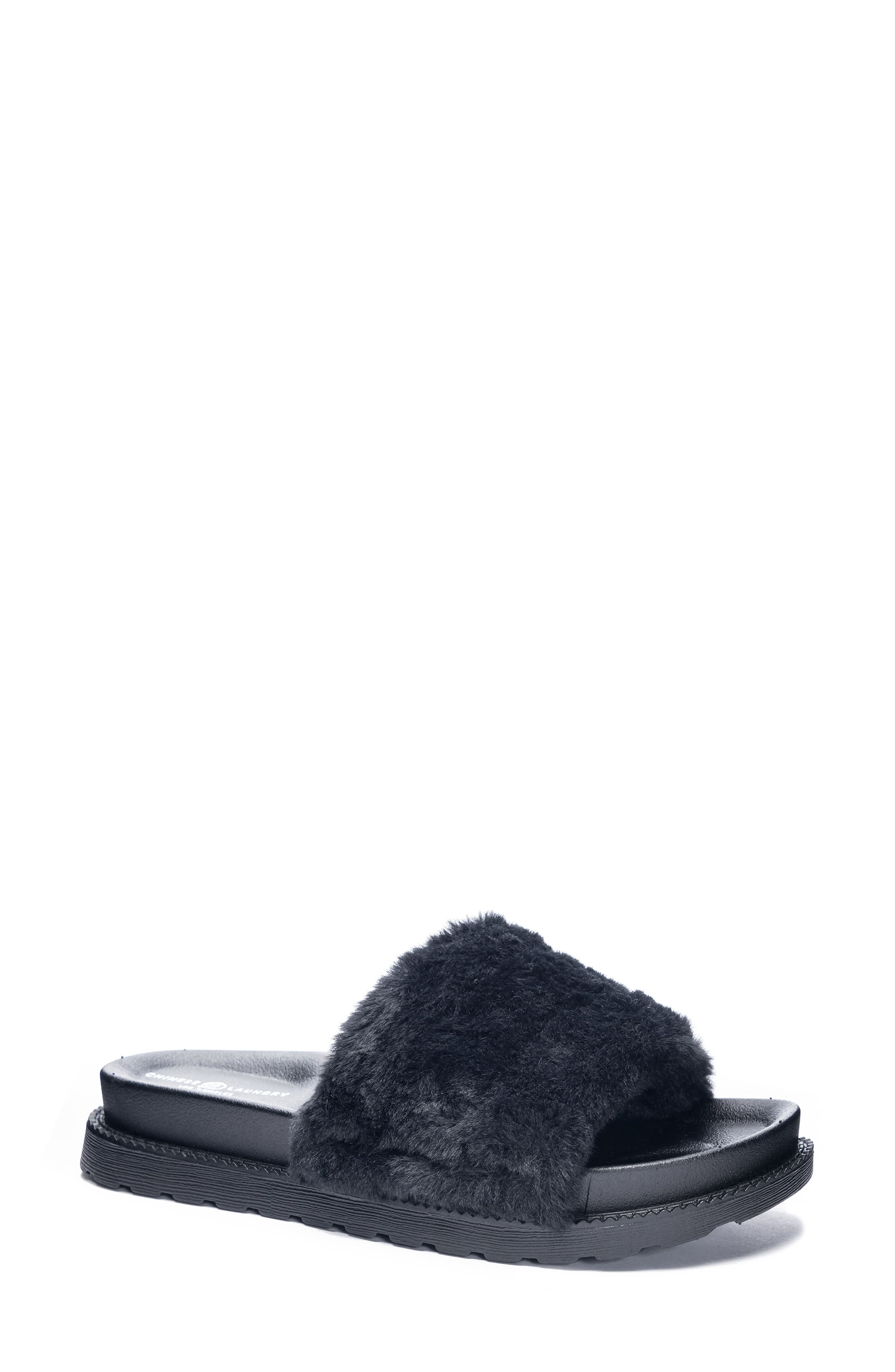 Chinese Laundry Treat Faux Fur Slide Slipper, Main, color, 