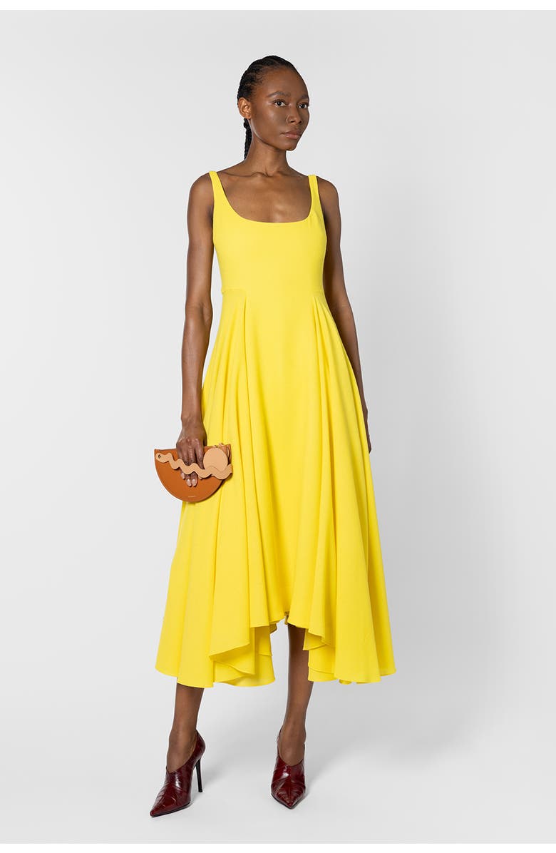 Roksanda Awn Crepe Floaty Midi Dress, Main, color, Jaune