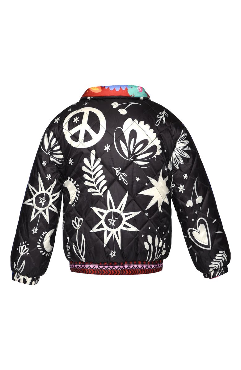 Truly Me Kids' Reversible Print Quilted Puffer Jacket, Alternate, color, Red Floral