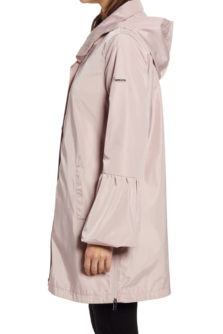 Balloon Sleeve Water Repellent Packable Rain Jacket, Alternate, color, PALE PINK