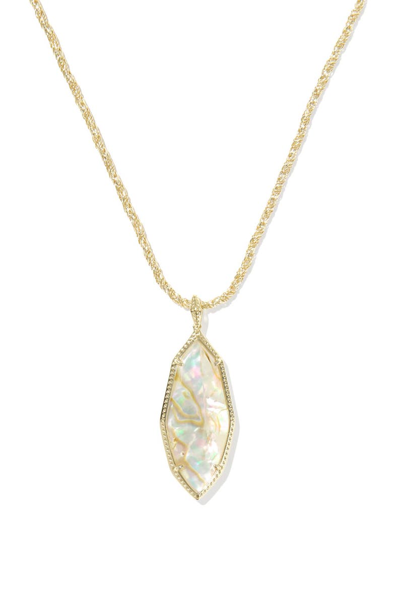 Kendra Scott Ophelia Large Shell Pendant Necklace, Main, color, Gold Iridescent Abalone