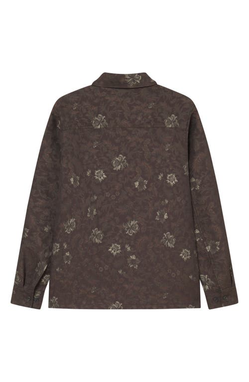 Les Deux Kaleb Jacquard Button Front Overshirt In Brown