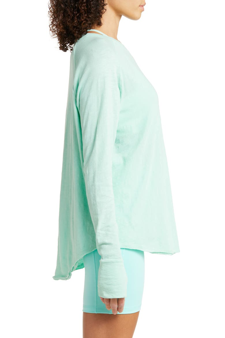 Relaxed Washed Long Sleeve Slub Tee, Alternate, color, GREEN SHERBET
