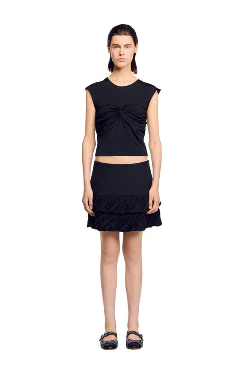 Sandro Draped T-shirt In Black