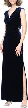 SL FASHIONS Velvet Surplice Gown