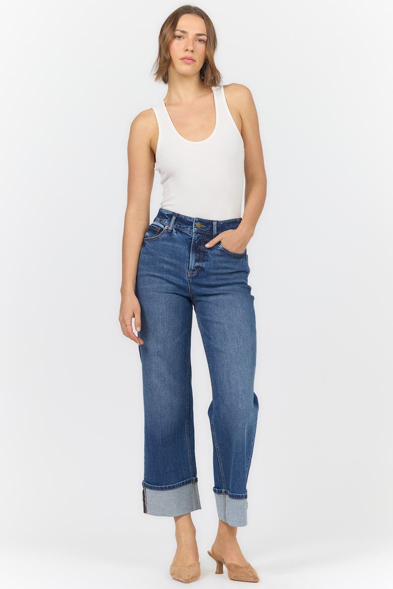 Holly High Waist Cuffed Straight Leg Jeans, Alternate, color, French Street