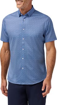 Mizzen+Main Halyard Trim Fit Boomerang Print Short Sleeve Performance Button-Up Shirt