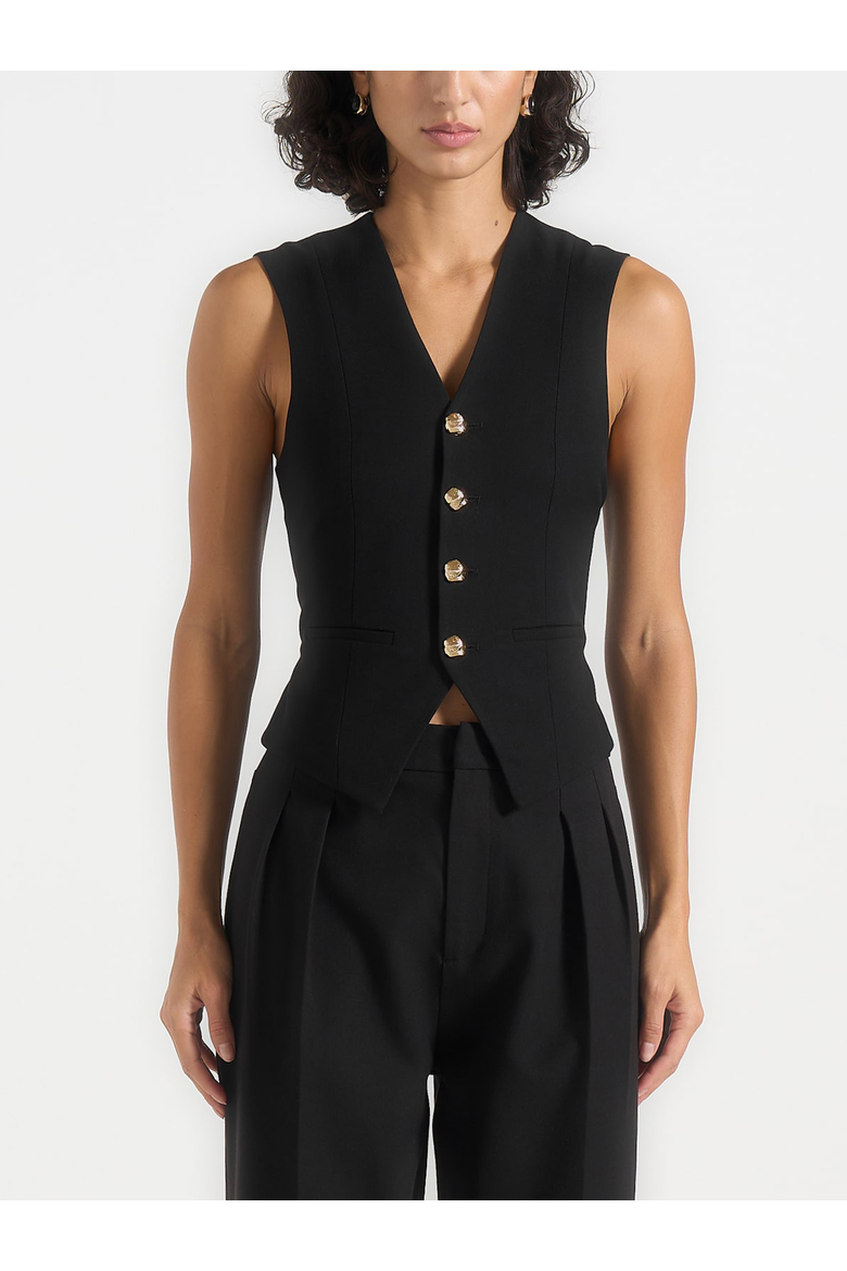 Christine Tailored Cinched Waistcoat, Alternate, color, Black