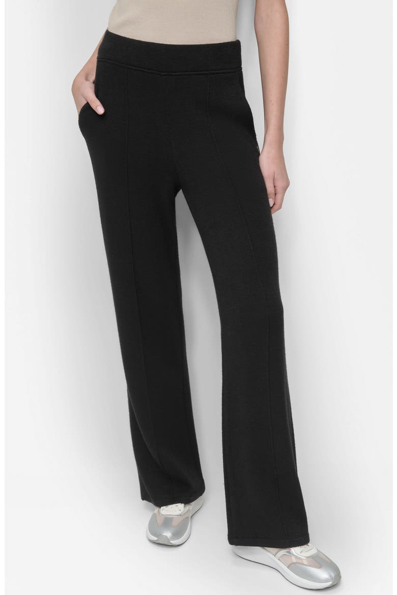 Mere Hacci Wide Leg Pants, Main, color, BLACK