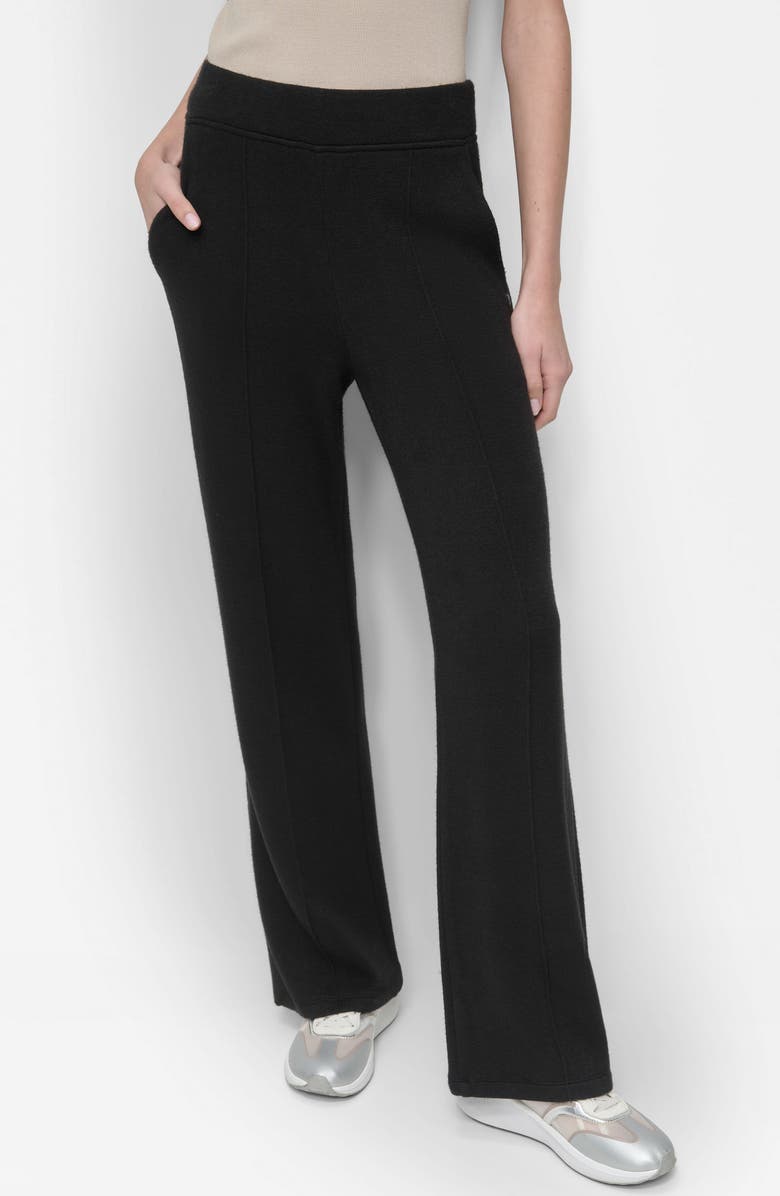 DKNY Mere Hacci Wide Leg Pants, Main, color, Black