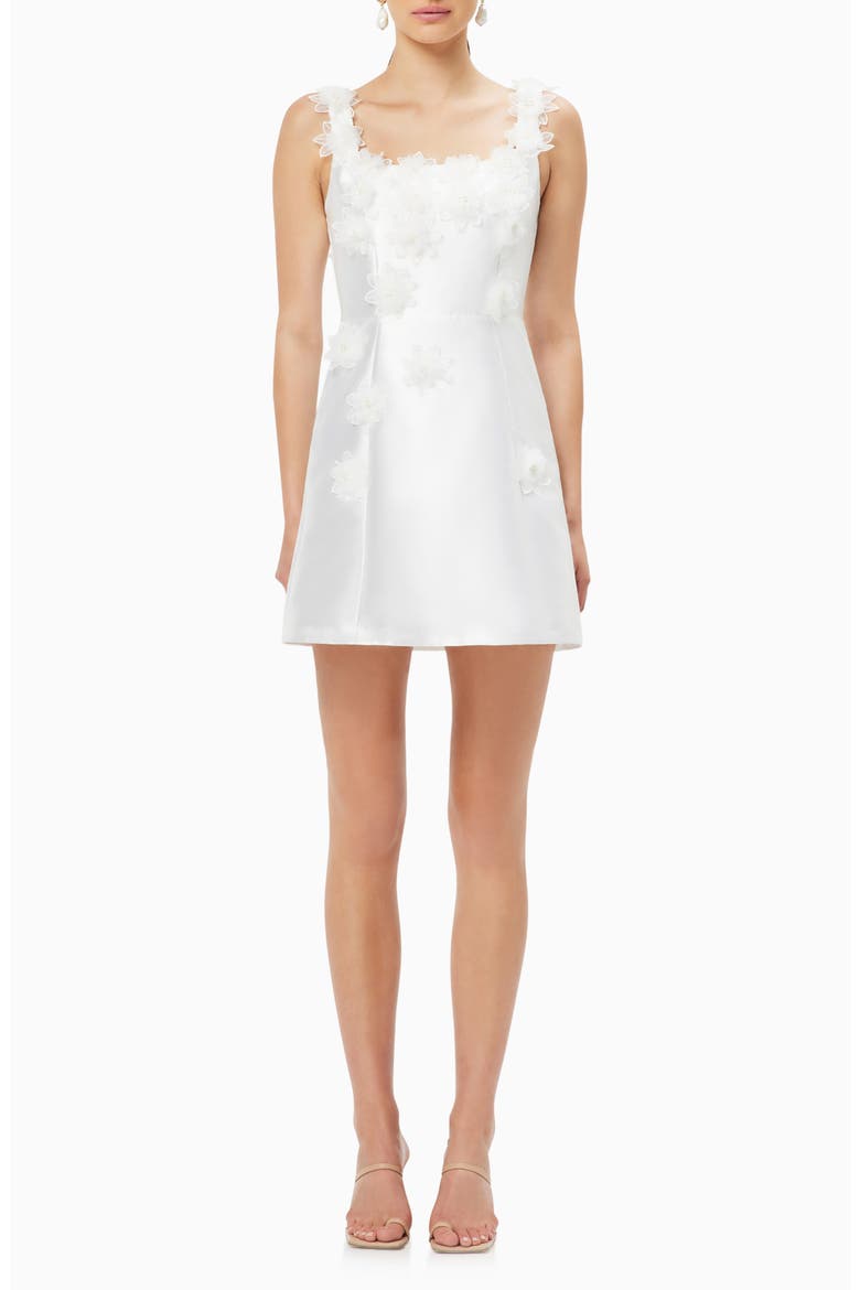 Elder Floral Appliqué Minidress, Main, color, IVORY