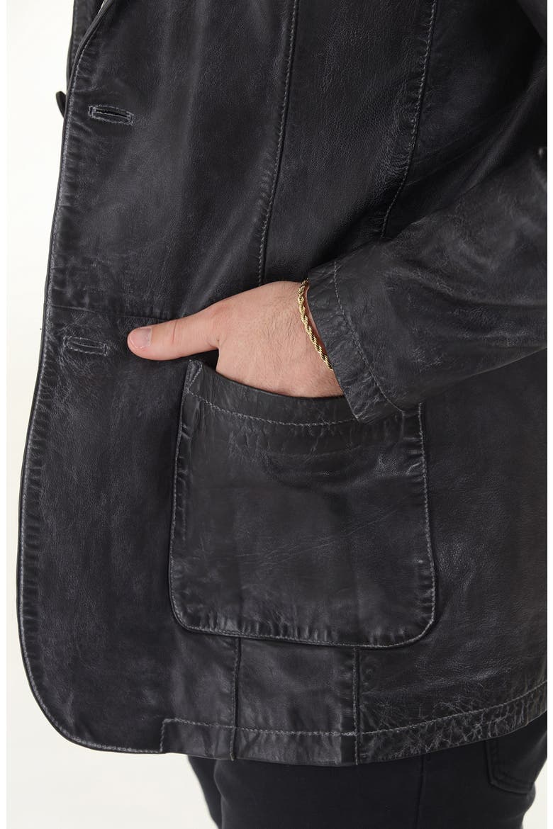 Lambskin Leather Blazer, Alternate, color, BLACK