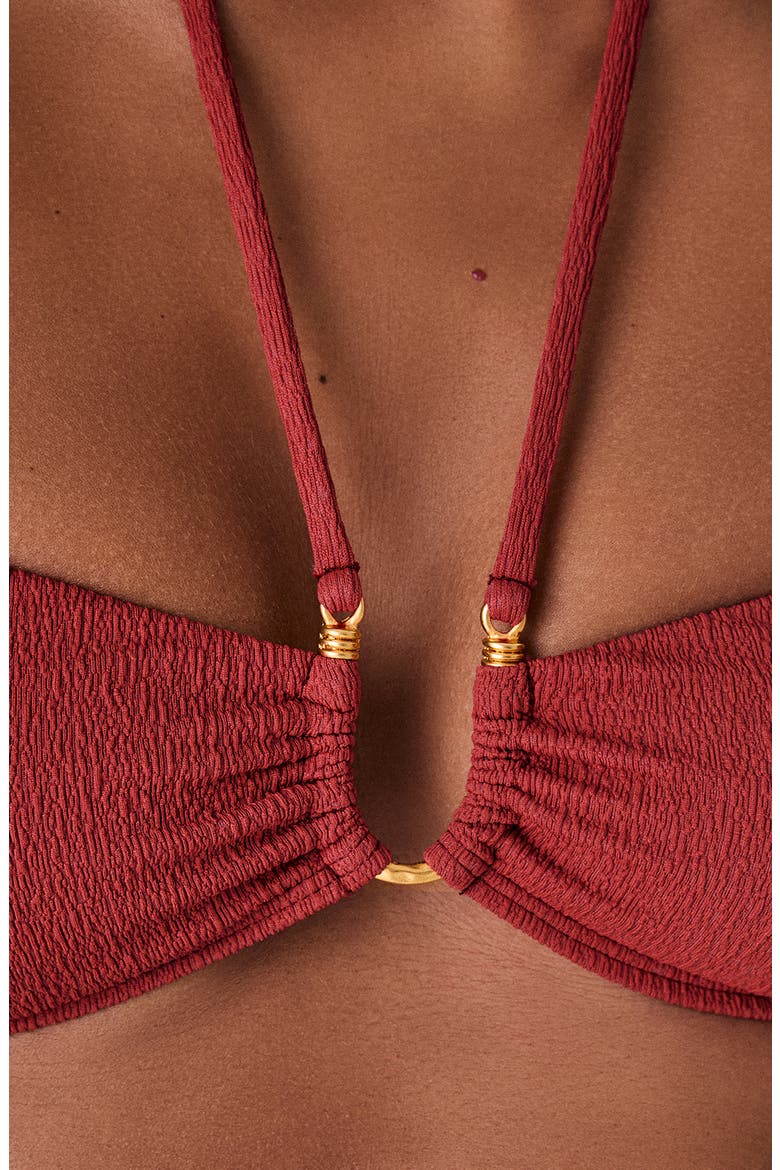 Callie Bandeau Bikini Top, Alternate, color, RED