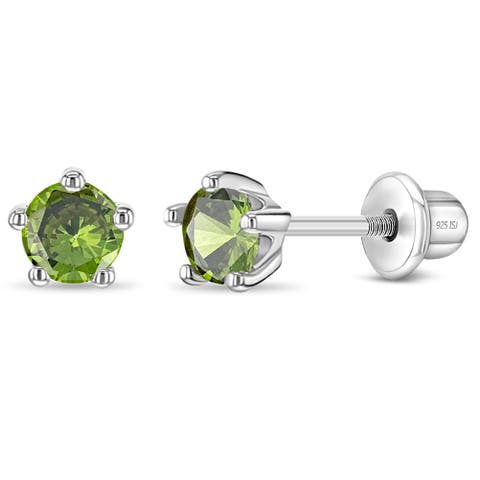Classic Cubic Zirconia Birthstone Solitaire Earrings