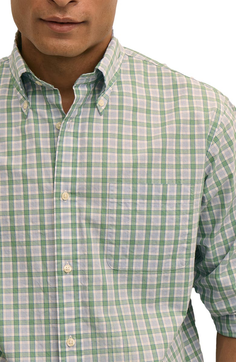 Brooks Brothers Friday Regular Fit Plaid Cotton Poplin Button-Down Shirt, Alternate, color, Malachite Green Check