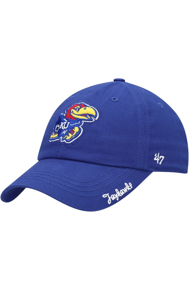 '47 Women's '47 Royal Kansas Jayhawks Miata Clean Up Logo Adjustable Hat, Main, color,