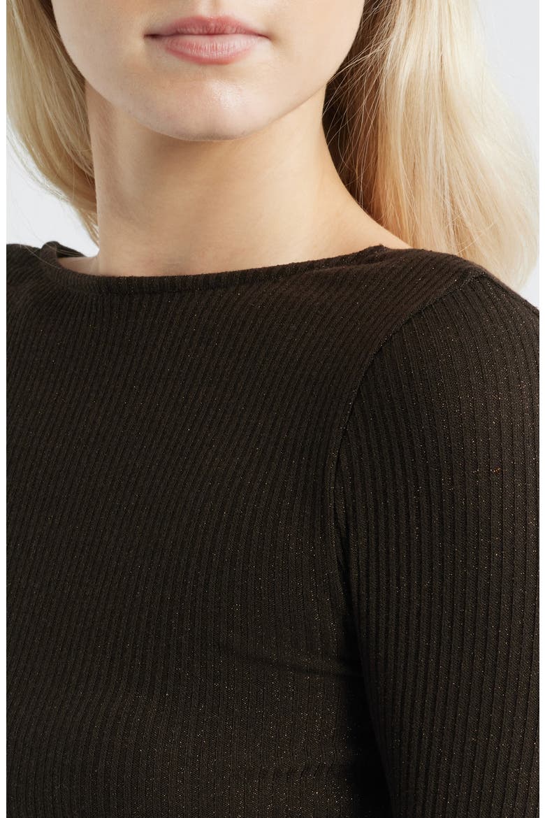 Sparkle Scoop Back Long Sleeve Top, Alternate, color, LUREX MOLASSES