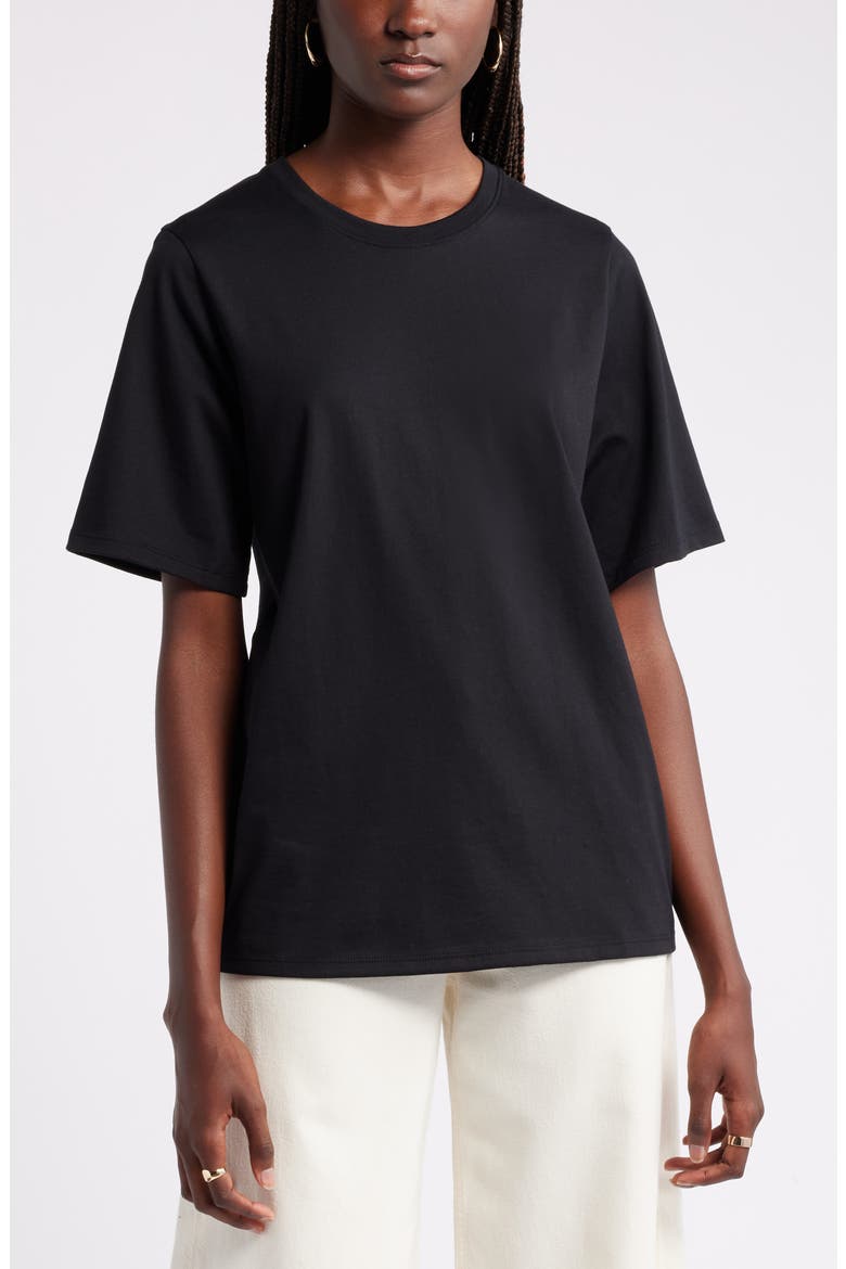 Relaxed Fit Pima Cotton Crewneck T-Shirt, Main, color, BLACK