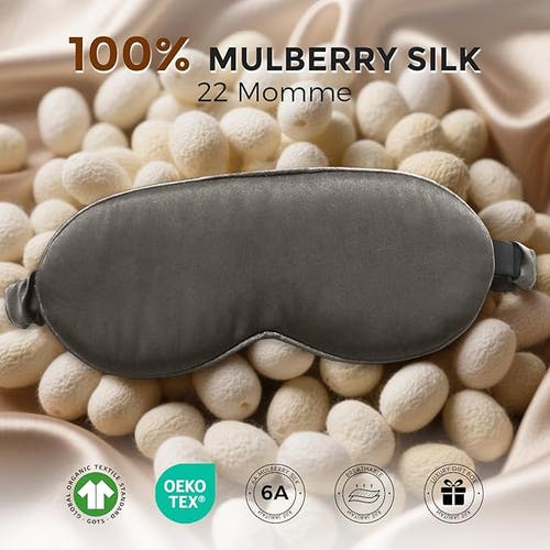 Silksilky 1 Pc 22momme Mulberry Silk 3d Contoured Blackout Eye Mask With Elastic Band In Gray