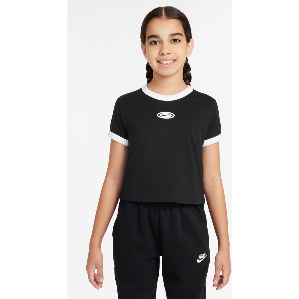 Nike Sportswear Big Kids' (girls') Cropped T-shirt In Black
